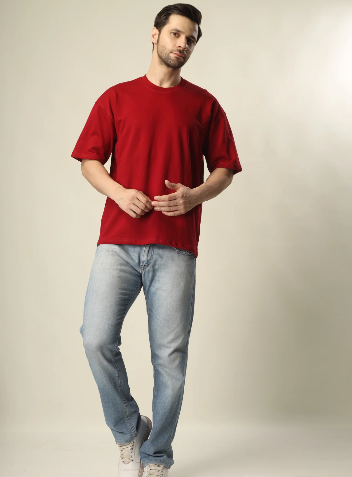 RED OVERSIZED T-SHIRT – FRENCH TERRY 240 GSM