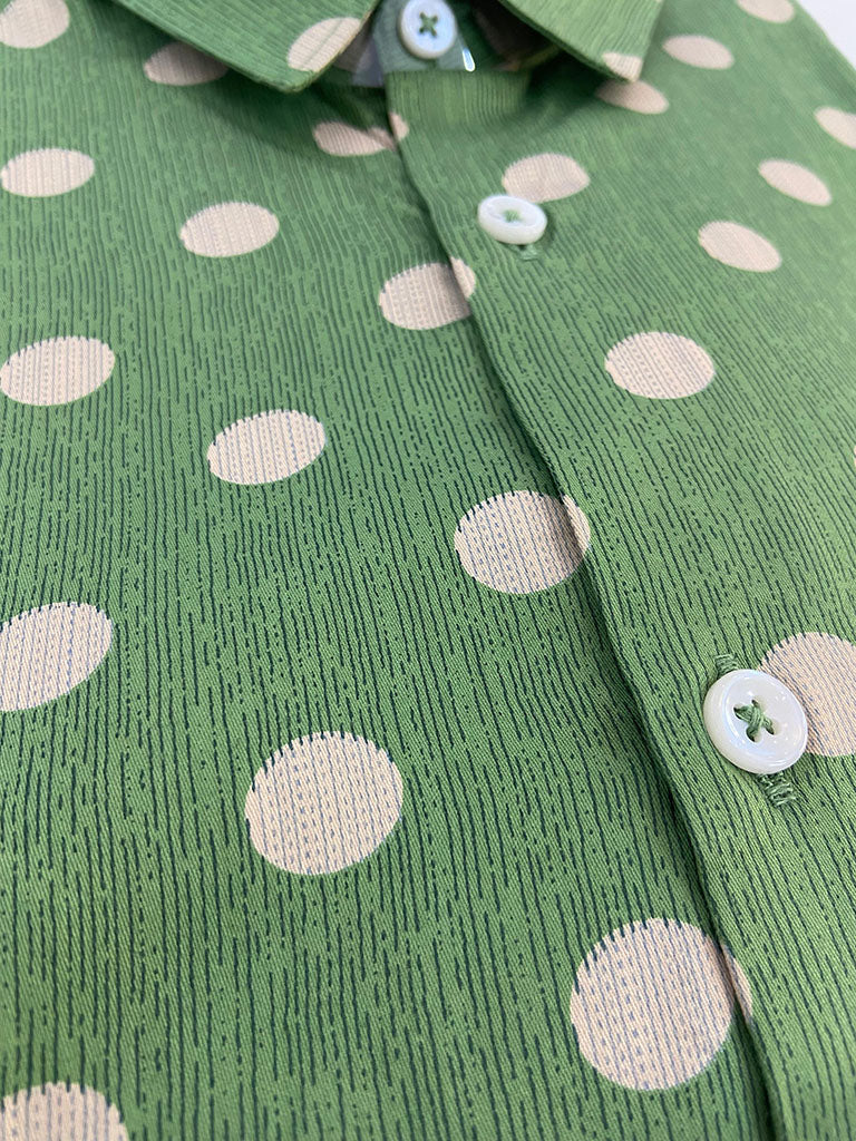 CORD WEAVE GREEN POLKA DOT SHIRT