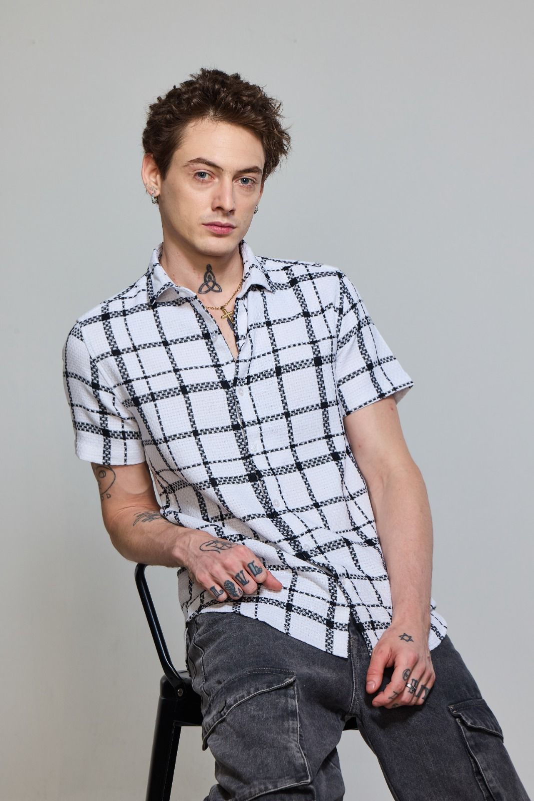 PLAIDURA WHITE CHECK SHIRT