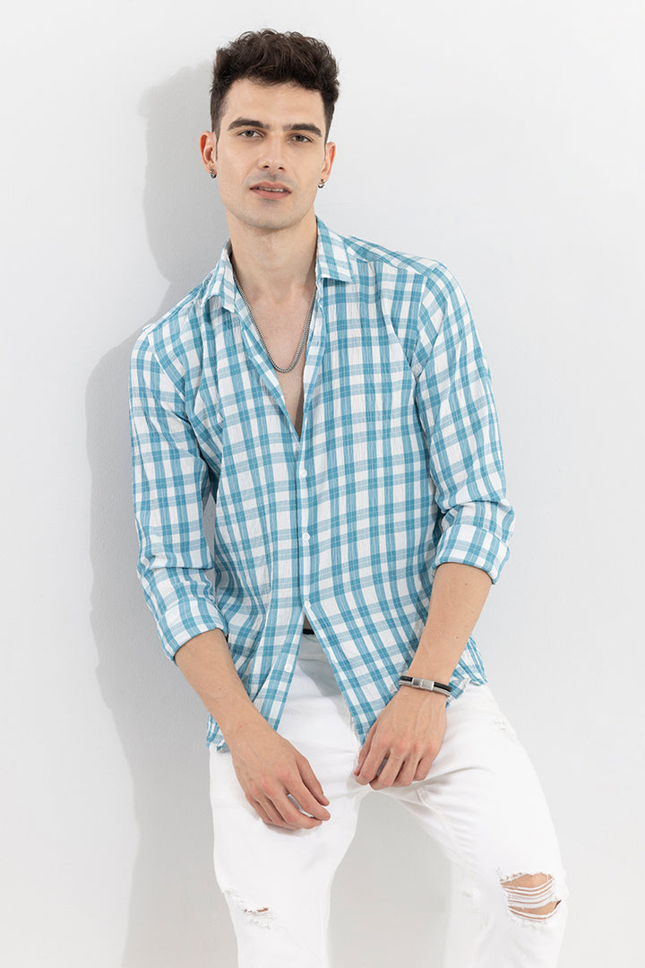 RUFFLE RUSH BLUE CHECK SHIRT