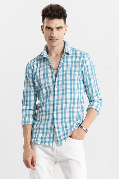 RUFFLE RUSH BLUE CHECK SHIRT