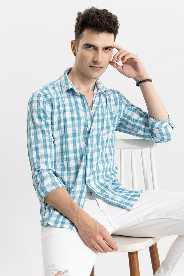 RUFFLE RUSH BLUE CHECK SHIRT