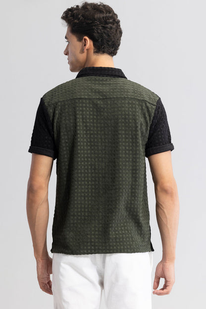 WAFFLE BLOCK OLIVE CUT & SEW SHIRT