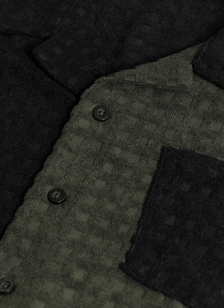 WAFFLE BLOCK OLIVE CUT & SEW SHIRT