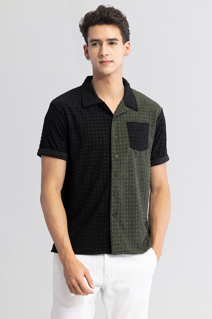 WAFFLE BLOCK OLIVE CUT & SEW SHIRT