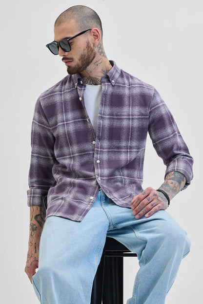 PURPLE BUTTON DOWN CHECKS SHIRT