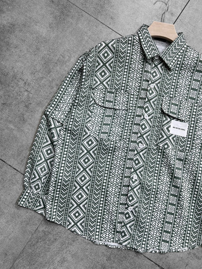 GREEN TRIBAL PRINTED DETACHABLE SLEEVE