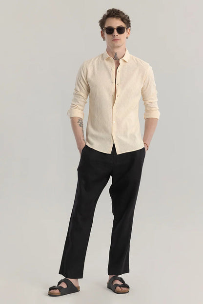 QUILTREND CREAM SELF DESIGN SHIRT