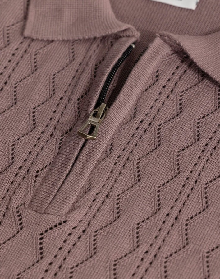 ASCENT MAUVE KNITTED POLO T-SHIRT