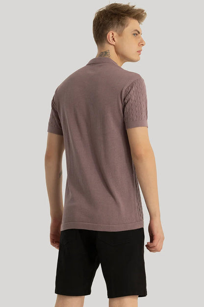 ASCENT MAUVE KNITTED POLO T-SHIRT