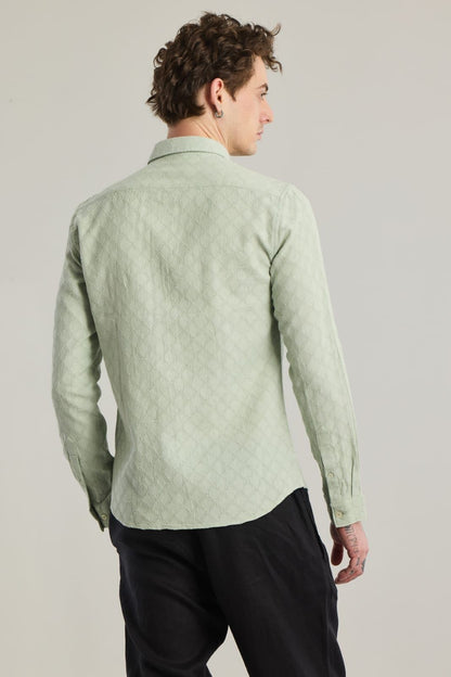 QUILTREND GREEN SELF DESIGN SHIRT