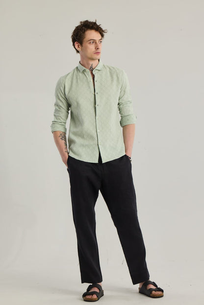 QUILTREND GREEN SELF DESIGN SHIRT